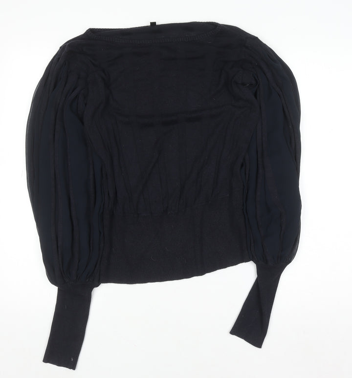 Full Circle Womens Black Puff Sleeve Tunic Blouse Size 14