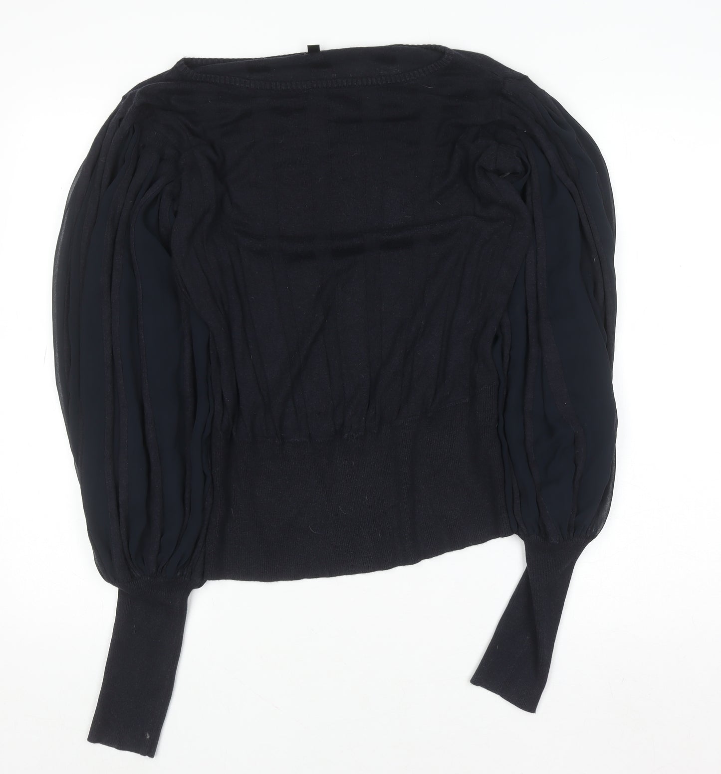 Full Circle Womens Black Puff Sleeve Tunic Blouse Size 14