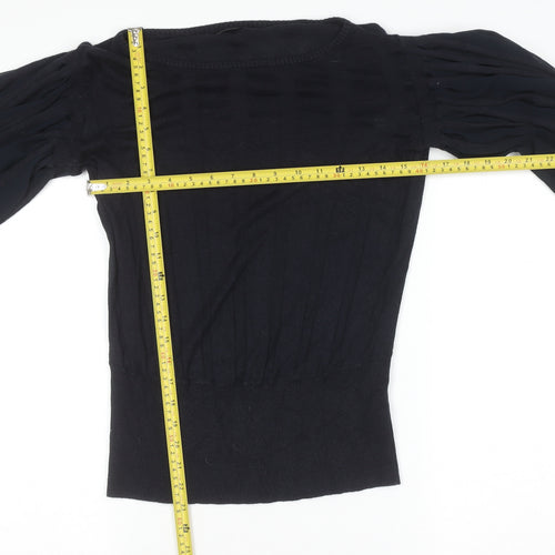 Full Circle Womens Black Puff Sleeve Tunic Blouse Size 14