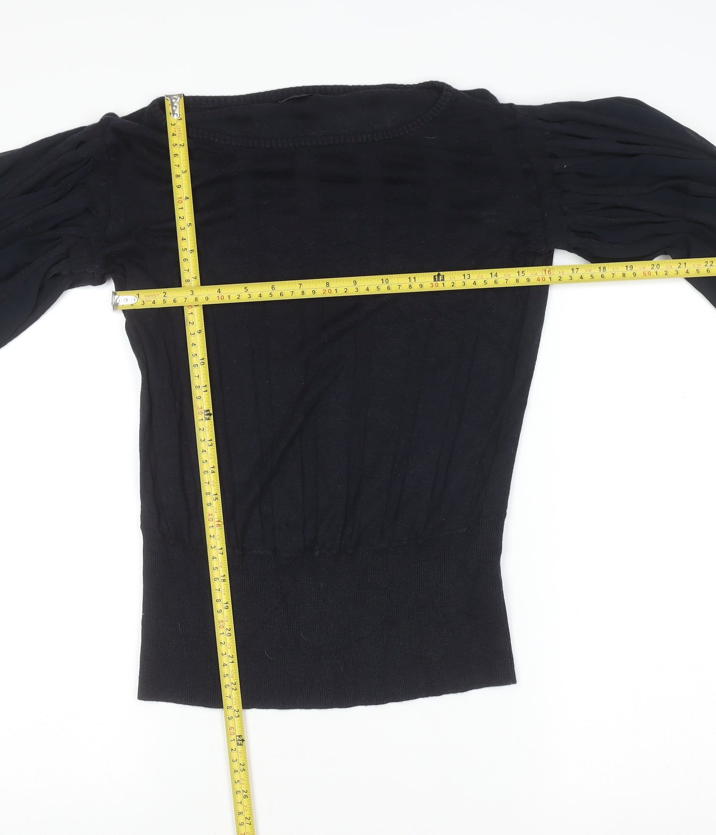 Full Circle Womens Black Puff Sleeve Tunic Blouse Size 14