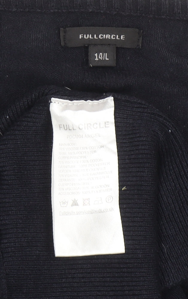 Full Circle Womens Black Puff Sleeve Tunic Blouse Size 14