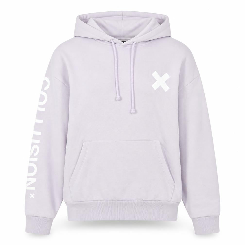Collusion Women’s Lilac Pullover Hoodie L Cotton Blend Logo Print