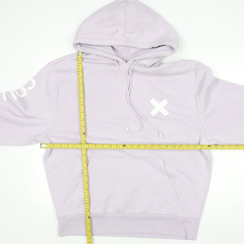 Collusion Women’s Lilac Pullover Hoodie L Cotton Blend Logo Print