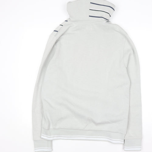 River Island Men's Grey Striped Pullover Hoodie Size M