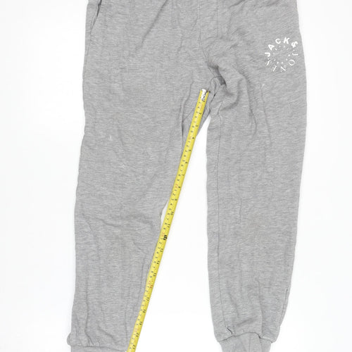 Jack & Jones Mens Grey Fleece Sweatpants Small Regular Fit Tracksuit Bottoms