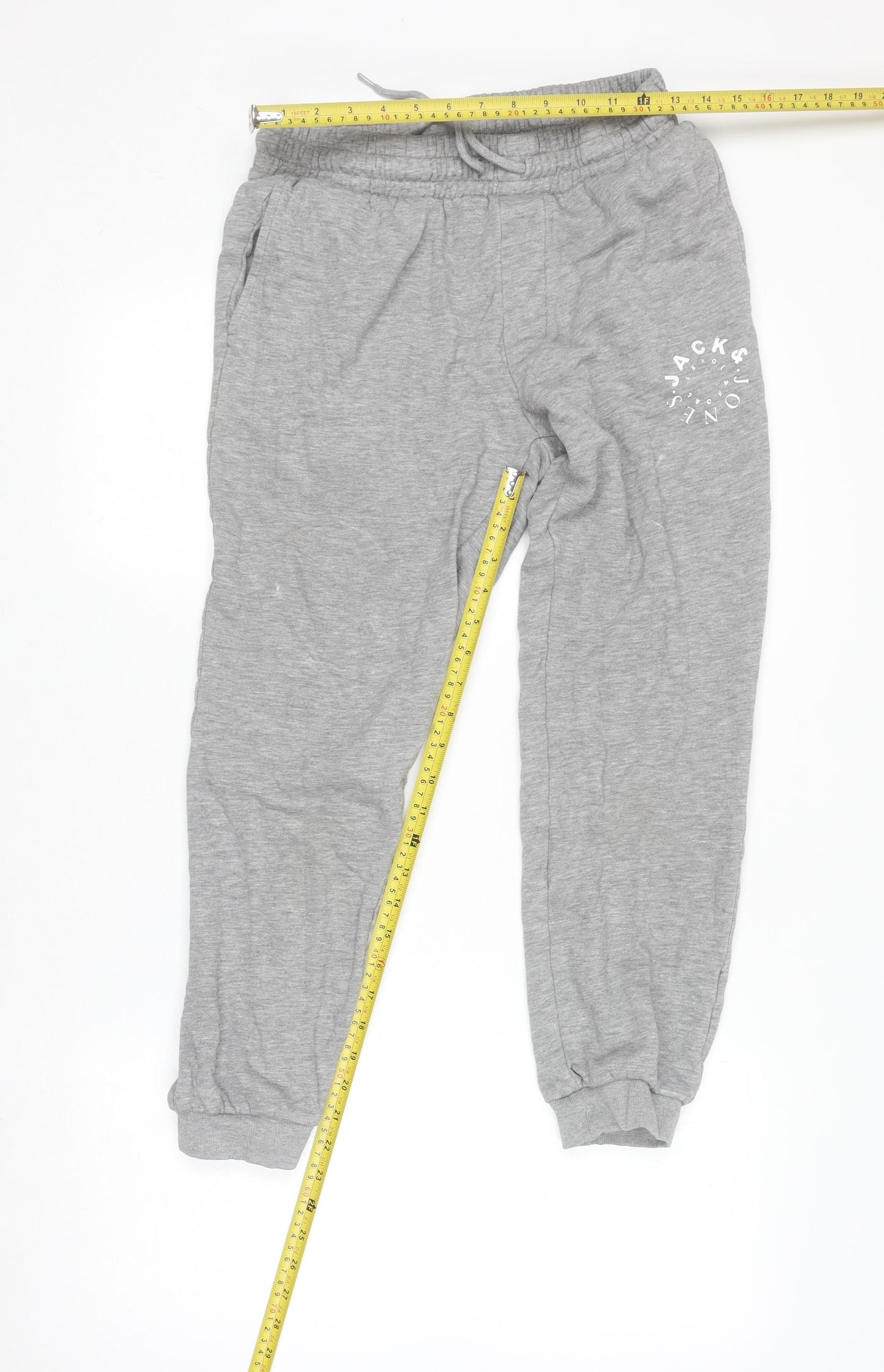 Jack & Jones Mens Grey Fleece Sweatpants Small Regular Fit Tracksuit Bottoms