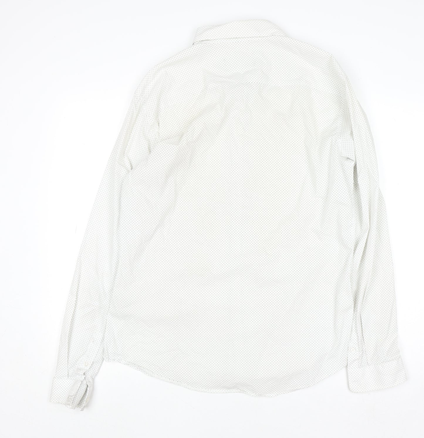 Topman Men's White Polka Dot Long Sleeve Button-Up Shirt XL