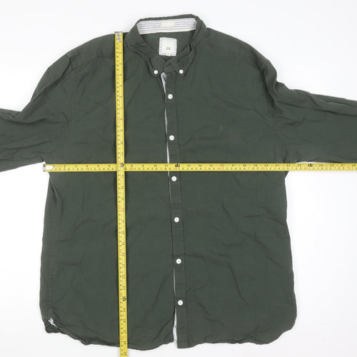 River Island Men's Green Cotton Long Sleeve Button-Up Shirt XL