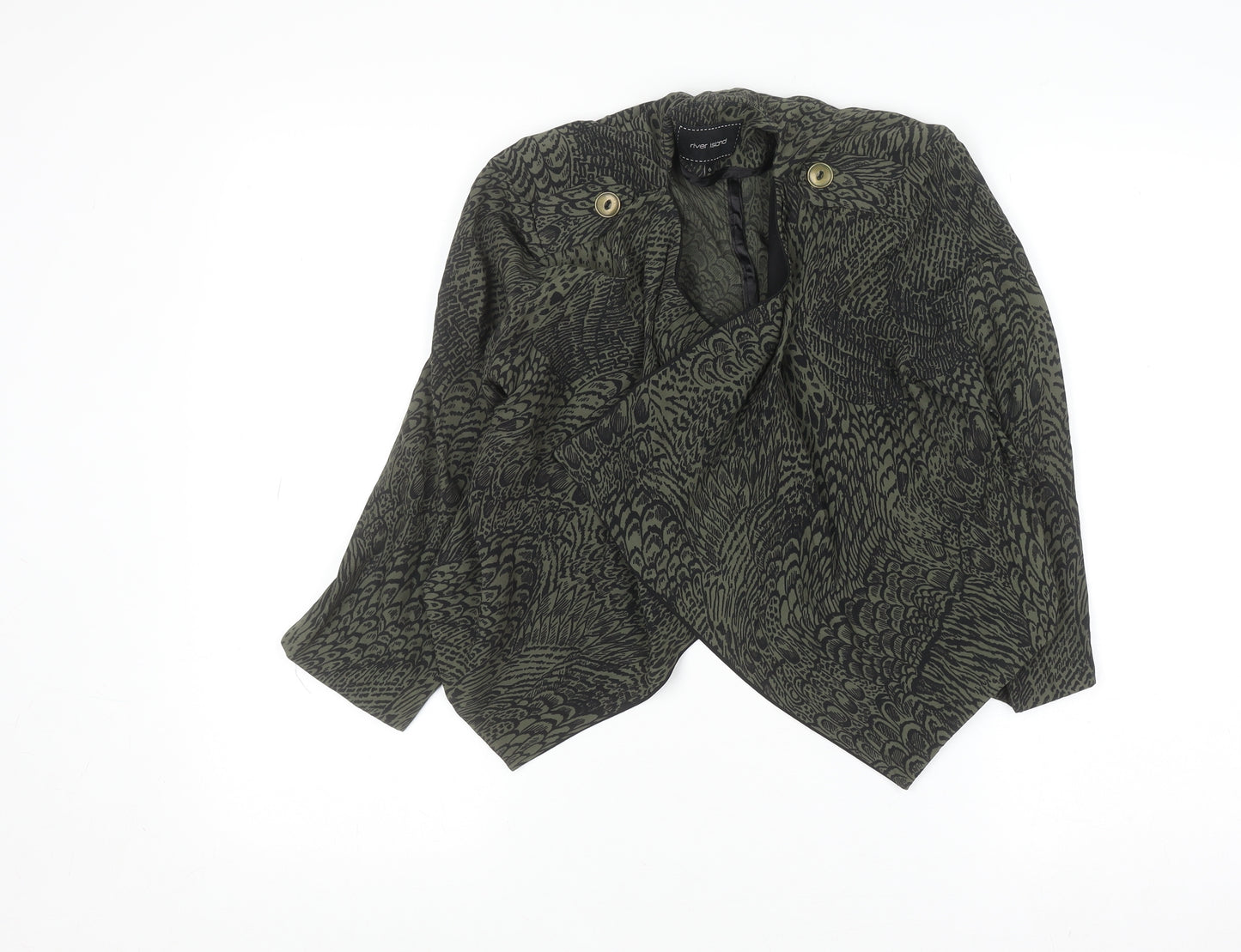 River Island Women’s Green Animal Print Wrap Blouse Size 6