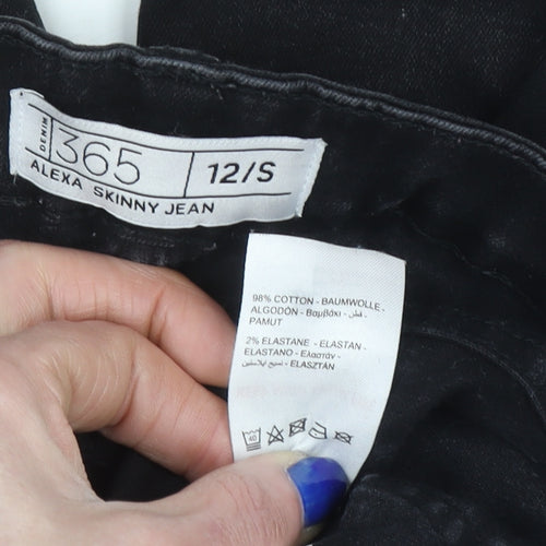 Denim 365 Women's Black Alexa Skinny Jeans Size 12 Slim Fit