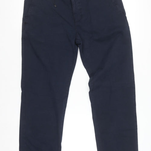 Zara Men's Navy Chino Trousers Size 30 Regular Cotton Blend