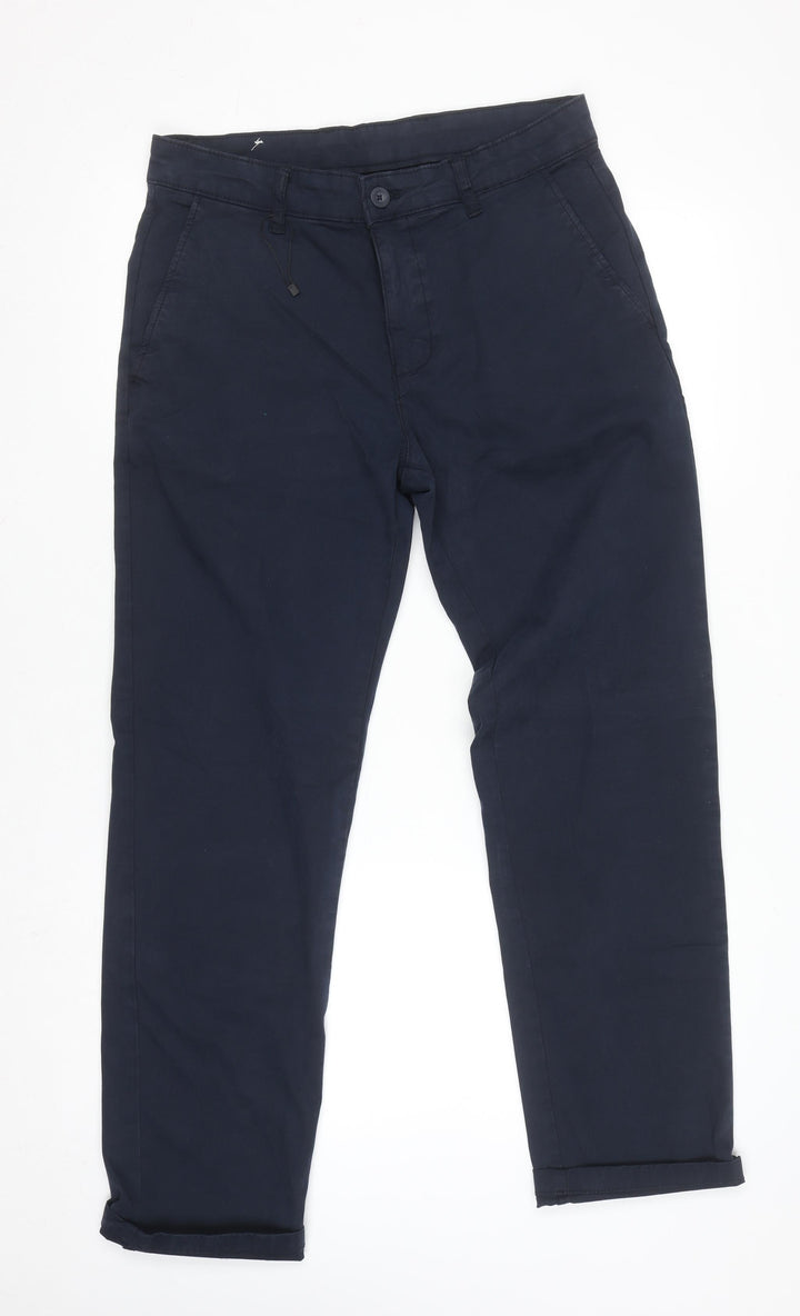 Zara Men's Navy Chino Trousers Size 30 Regular Cotton Blend