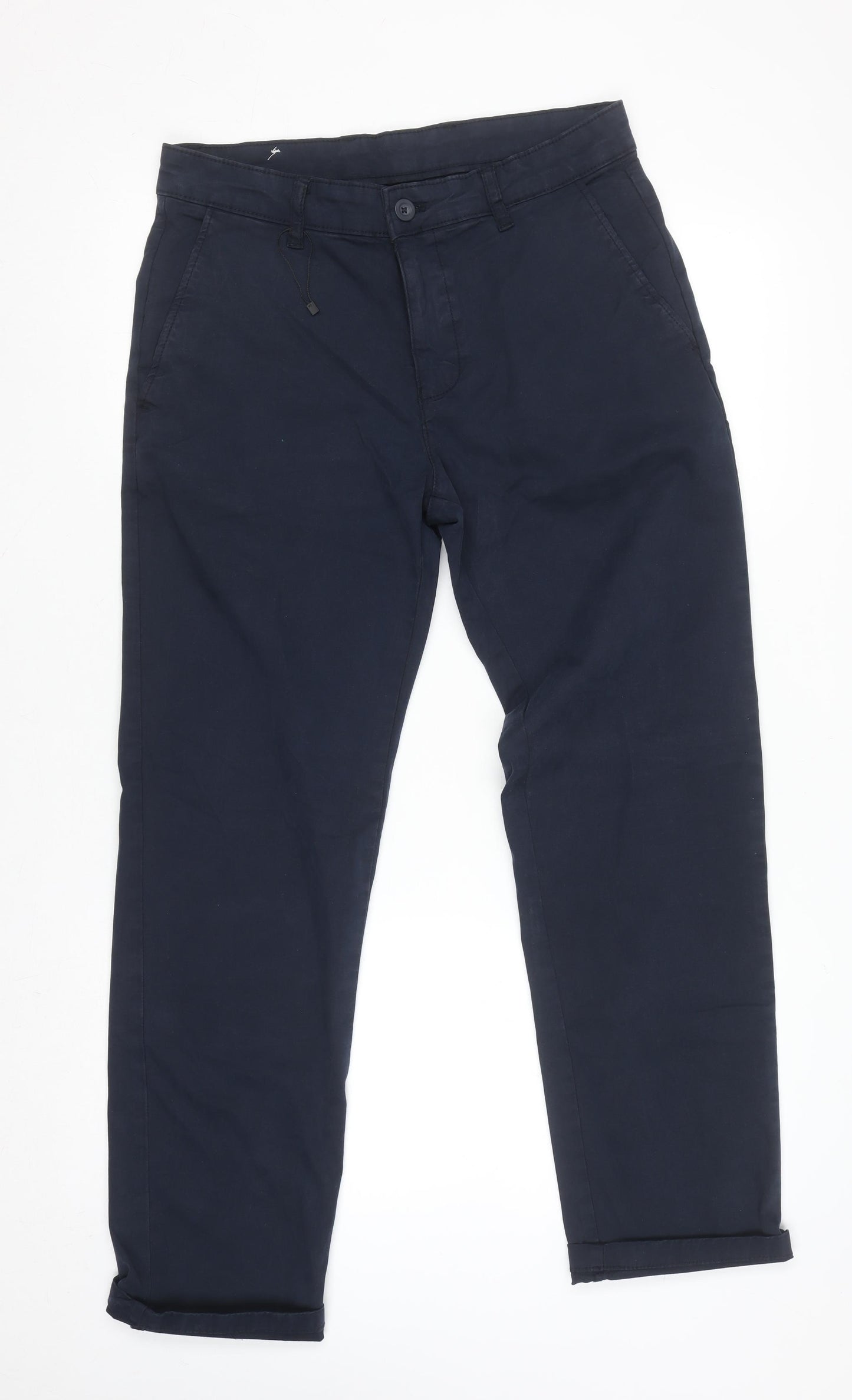 Zara Men's Navy Chino Trousers Size 30 Regular Cotton Blend