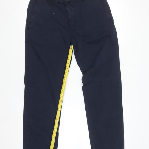 Zara Men's Navy Chino Trousers Size 30 Regular Cotton Blend
