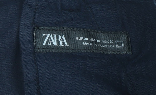 Zara Men's Navy Chino Trousers Size 30 Regular Cotton Blend