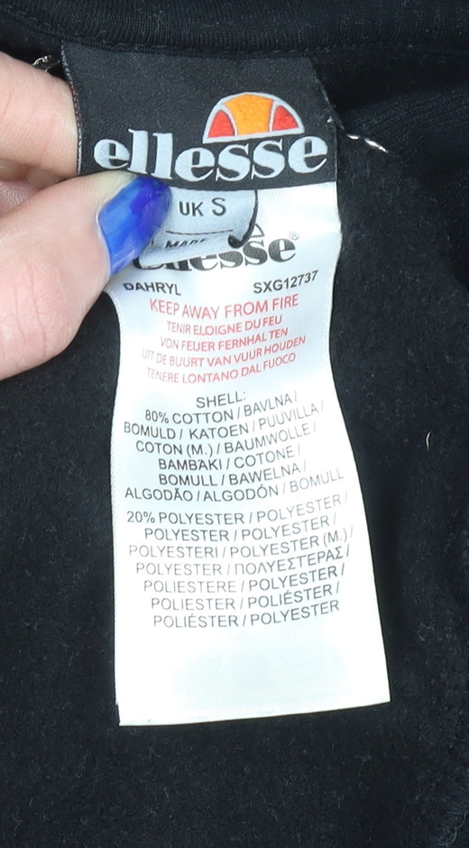 Ellesse Men’s Black Pullover Hoodie S Logo Fleece Sweatshirt