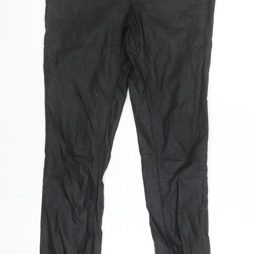 Vila Women’s Black Coated Jegging Trousers Size M Slim Fit