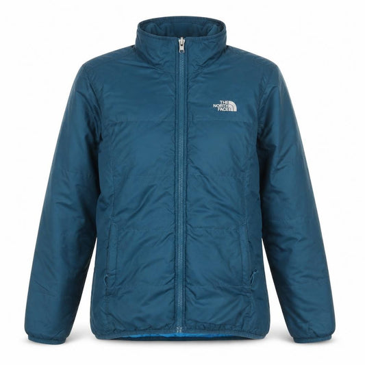 Front view of The North Face Women's Blue Mid-Length Insulated Puffer Jacket, size S
