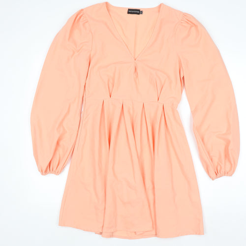 PrettyLittleThing Women’s Orange V-Neck A-Line Dress Size 10