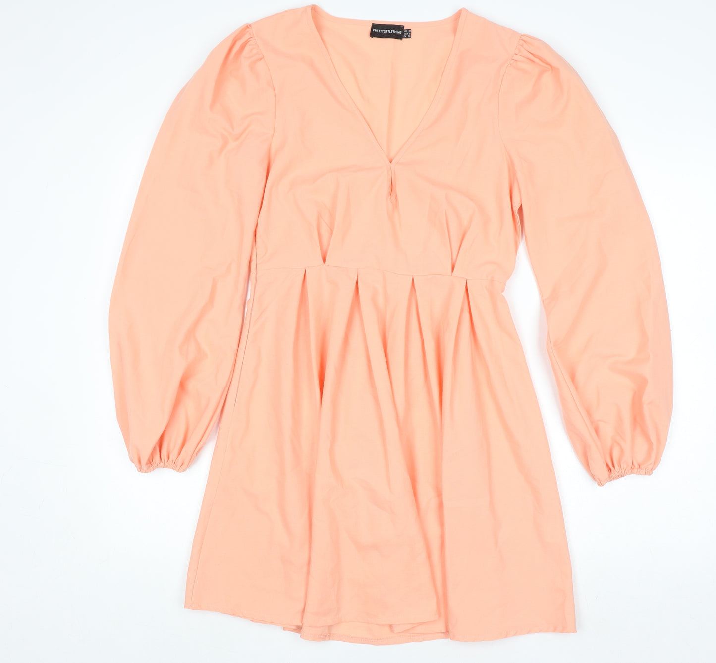 PrettyLittleThing Women’s Orange V-Neck A-Line Dress Size 10