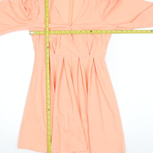 PrettyLittleThing Women’s Orange V-Neck A-Line Dress Size 10