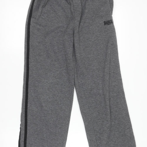 Lonsdale Boys Grey Track Pants 11-12 Years Fleece Regular Fit Joggers