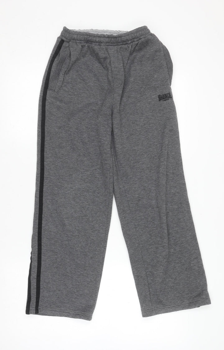 Lonsdale Boys Grey Track Pants 11-12 Years Fleece Regular Fit Joggers