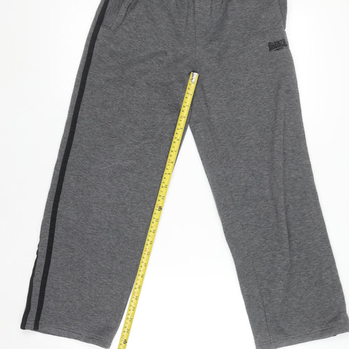 Lonsdale Boys Grey Track Pants 11-12 Years Fleece Regular Fit Joggers