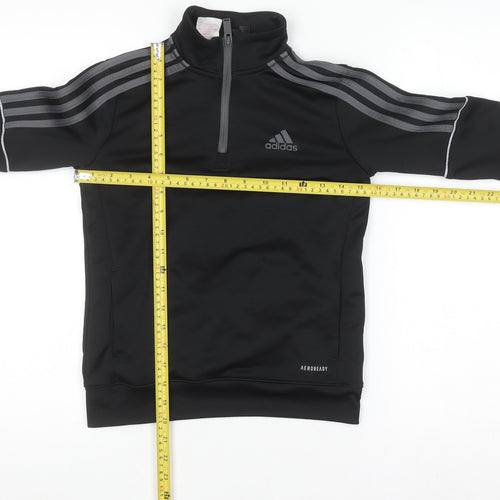 Adidas Boys Black 9-10 Years 1/4 Zip Pullover Sweatshirt