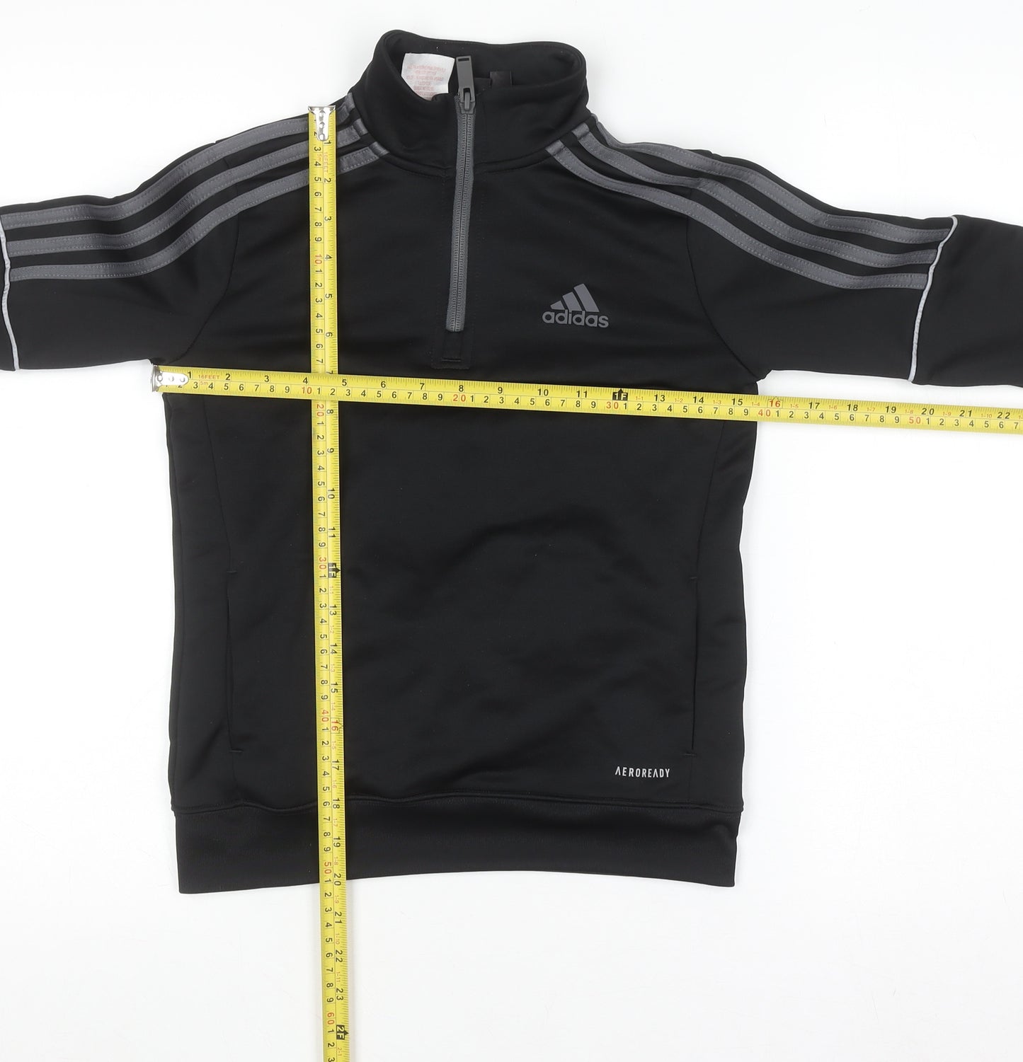 Adidas Boys Black 9-10 Years 1/4 Zip Pullover Sweatshirt