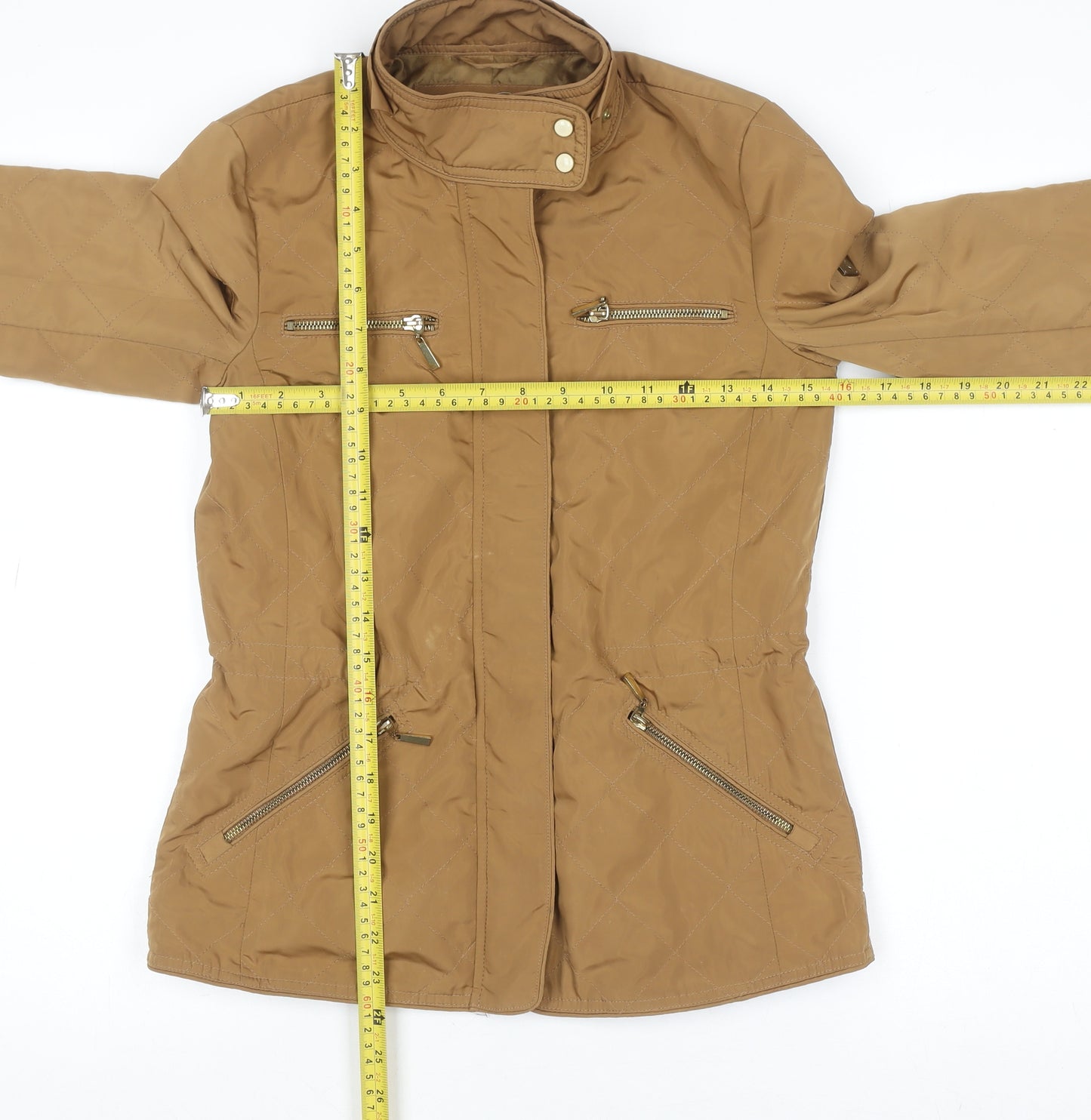 Zara Women Brown Quilted Mid-Length Jacket Size 8