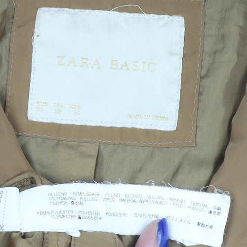Zara Women Brown Quilted Mid-Length Jacket Size 8