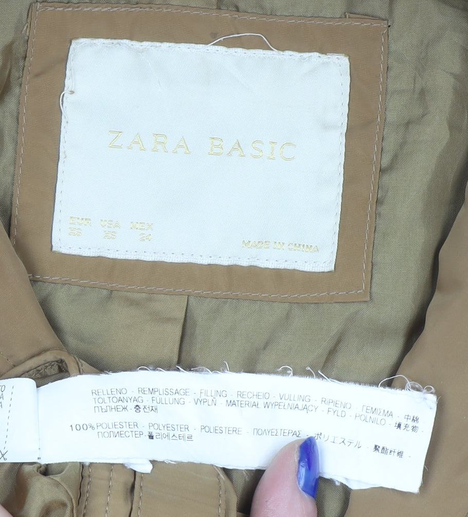 Zara Women Brown Quilted Mid-Length Jacket Size 8