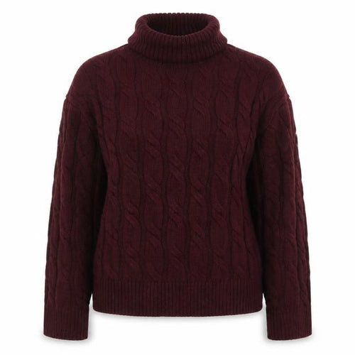 Marks and Spencer Women’s Red Cable-Knit Roll Neck Jumper Size L