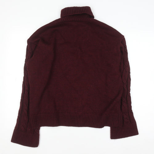 Marks and Spencer Women’s Red Cable-Knit Roll Neck Jumper Size L