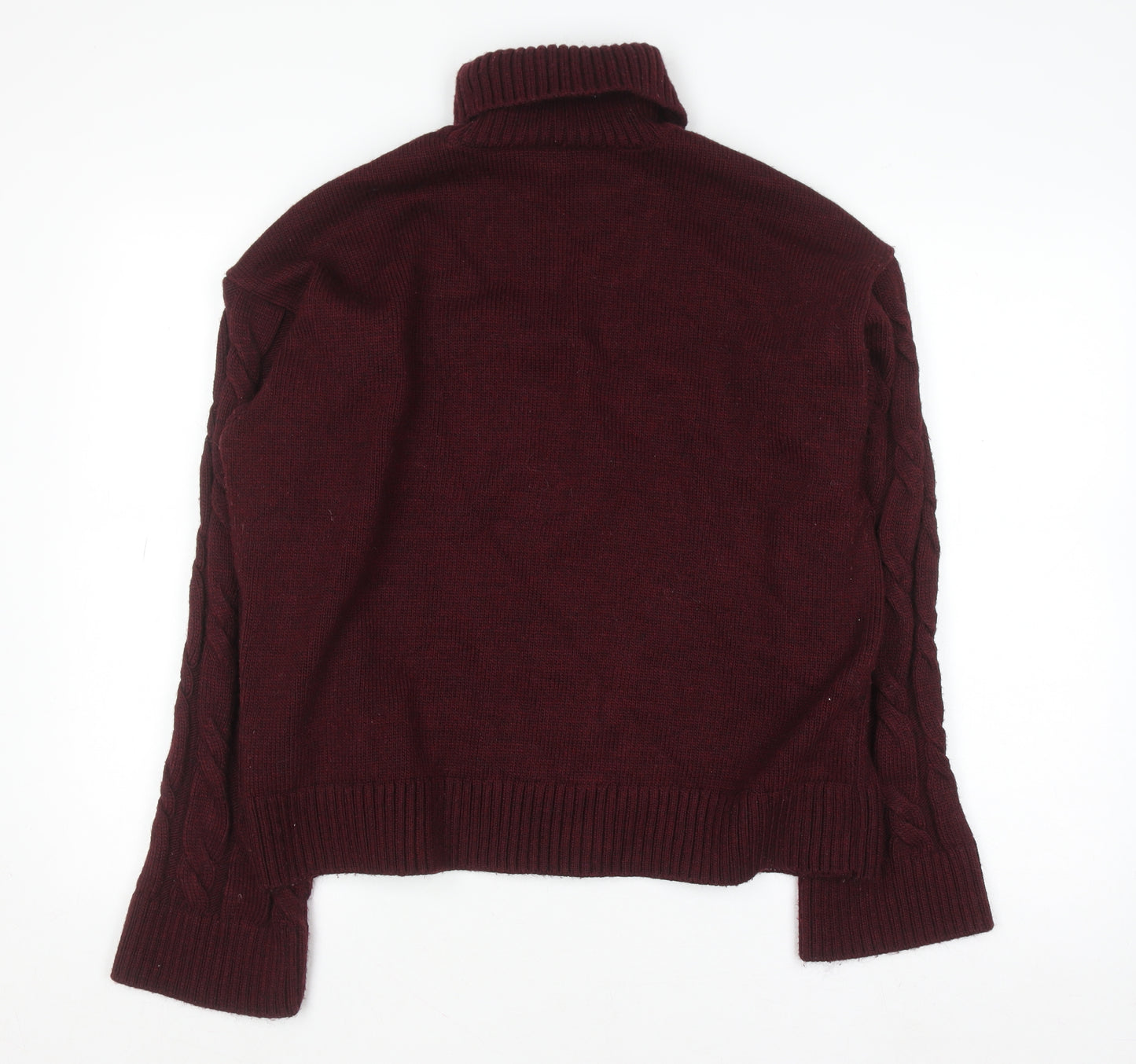 Marks and Spencer Women’s Red Cable-Knit Roll Neck Jumper Size L