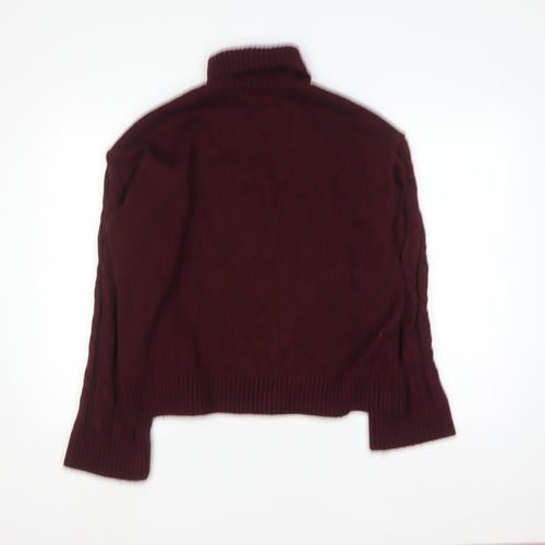 Marks and Spencer Women’s Red Cable-Knit Roll Neck Jumper Size L
