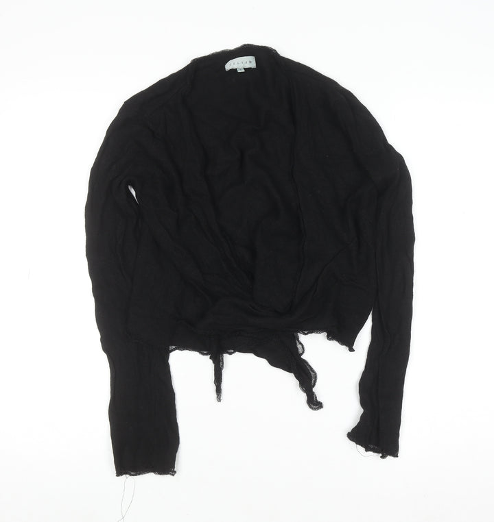 Jigsaw Women's Black Wool Blend V-Neck Cardigan Size S