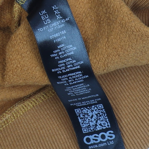 ASOS Men's Brown XL Pullover Hoodie Cotton Fleece Sweatshirt