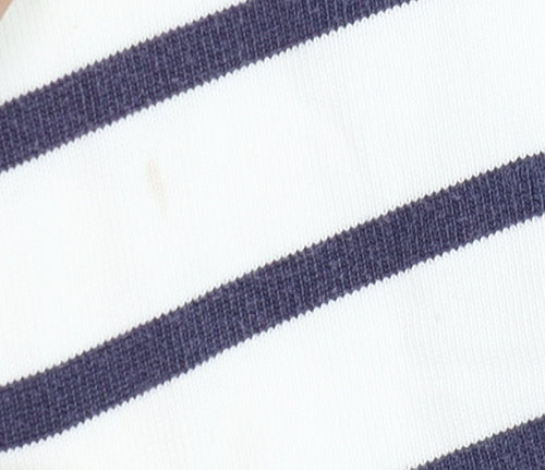 Laura Ashley Womens White Navy Striped 3/4 Sleeve Cotton Top UK 12