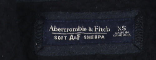 Abercrombie & Fitch Men's Black XS Full Zip Sherpa Fleece Sweatshirt