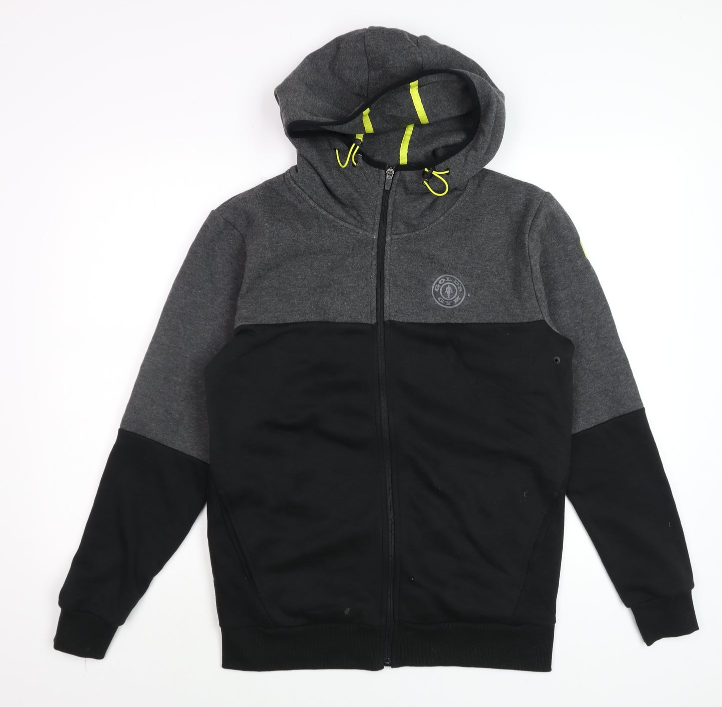 Gold's Gym Men's Grey Black Hooded Full Zip Jacket Size S