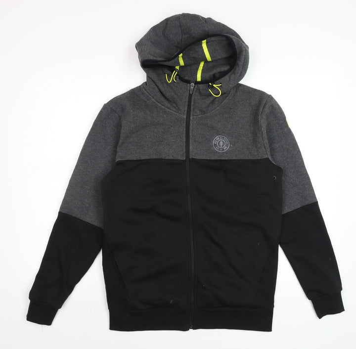 Gold's Gym Men's Grey Black Hooded Full Zip Jacket Size S