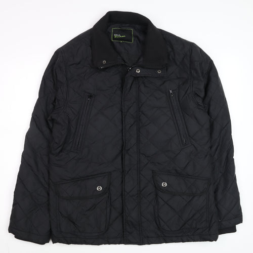 Paul Berman Men's Black Quilted Mid-Length Jacket M Polyester Lined