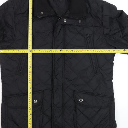 Paul Berman Men's Black Quilted Mid-Length Jacket M Polyester Lined