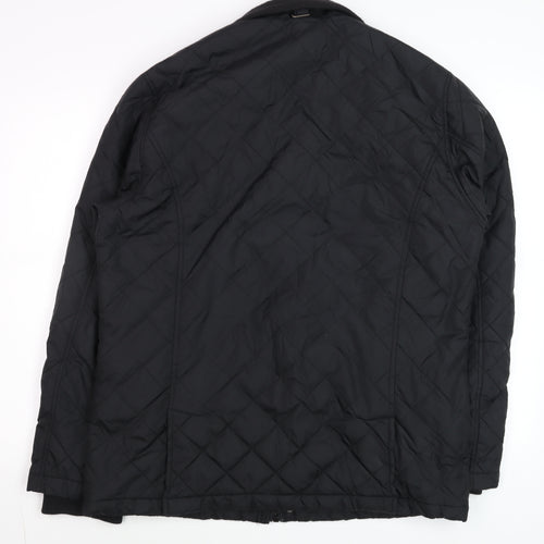 Paul Berman Men's Black Quilted Mid-Length Jacket M Polyester Lined