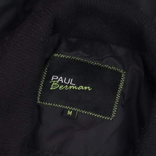 Paul Berman Men's Black Quilted Mid-Length Jacket M Polyester Lined