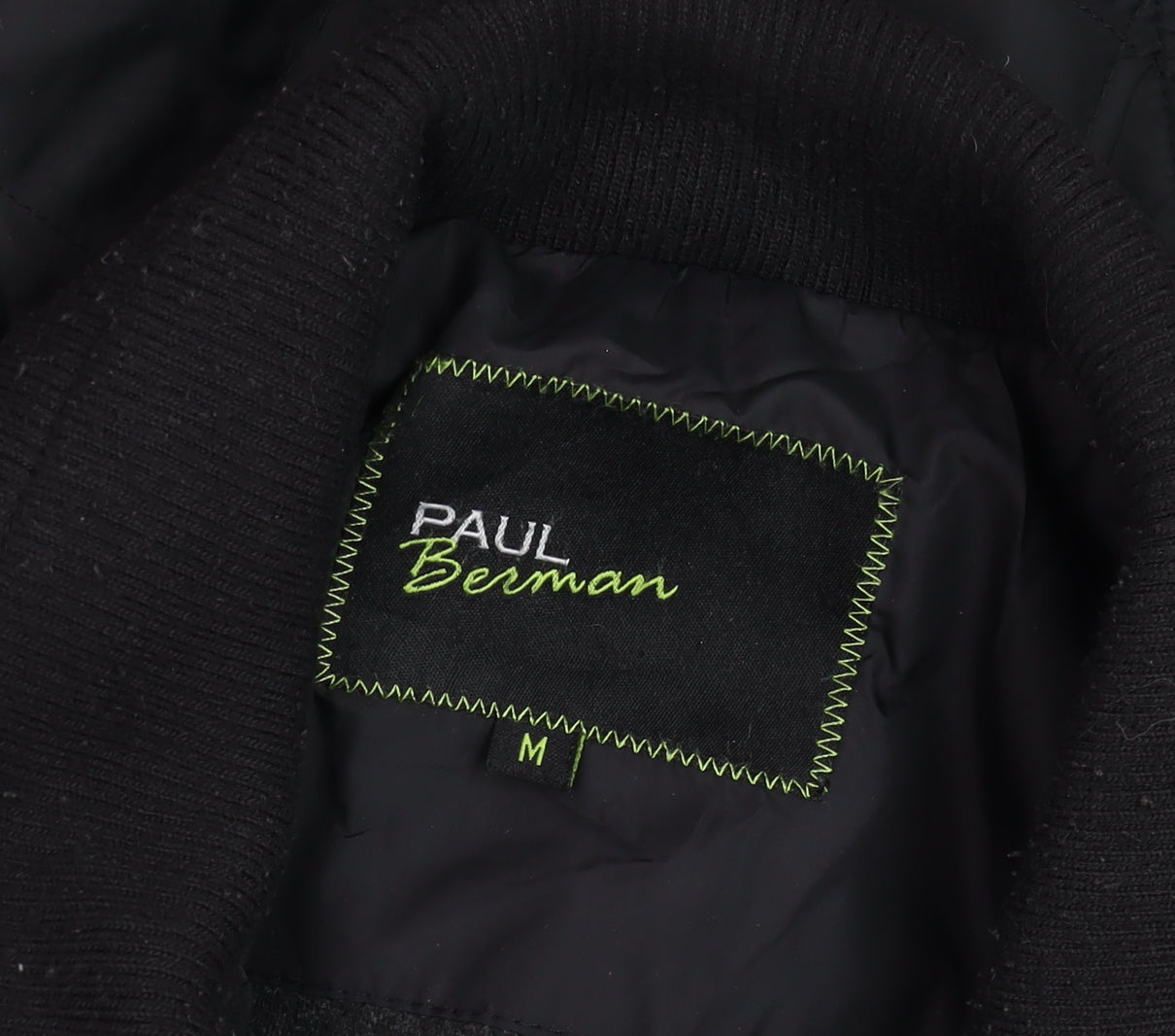 Paul Berman Men's Black Quilted Mid-Length Jacket M Polyester Lined