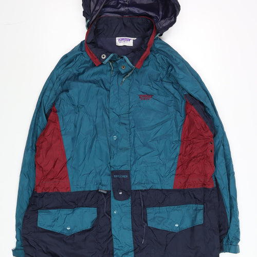 Target Dry Men’s Blue Red Waterproof Hooded Rain Coat XL Vintage Outdoor Jacket