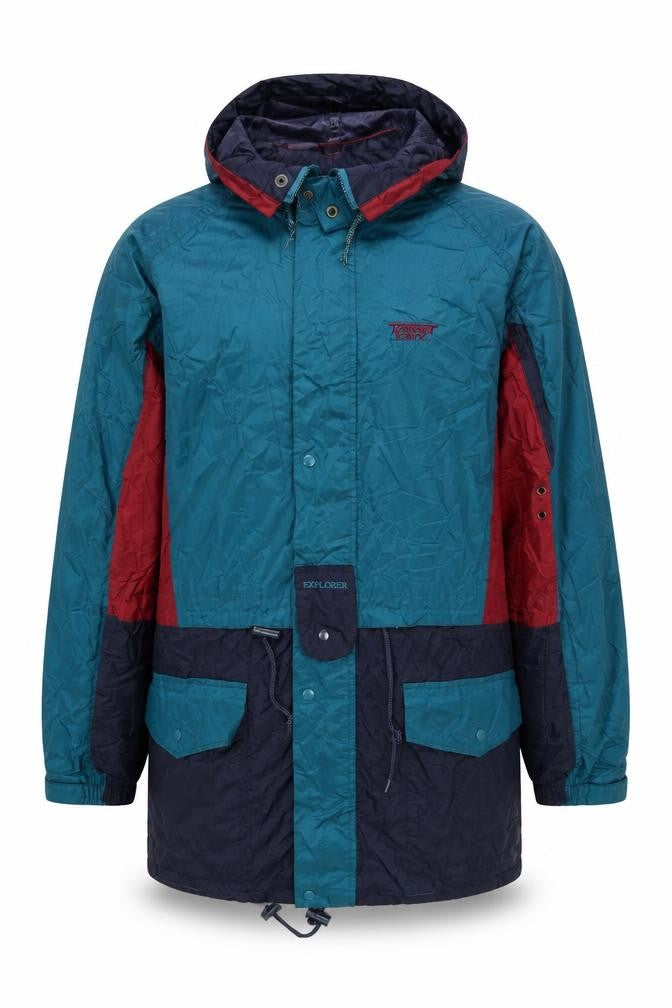 Target Dry Men’s Blue Red Waterproof Hooded Rain Coat XL Vintage Outdoor Jacket